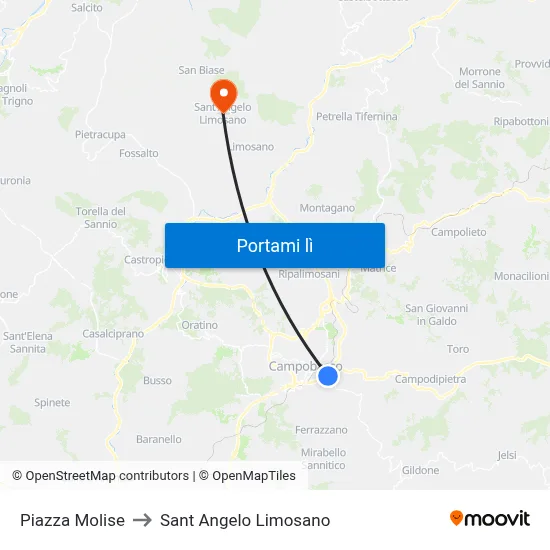 Piazza Molise to Sant Angelo Limosano map