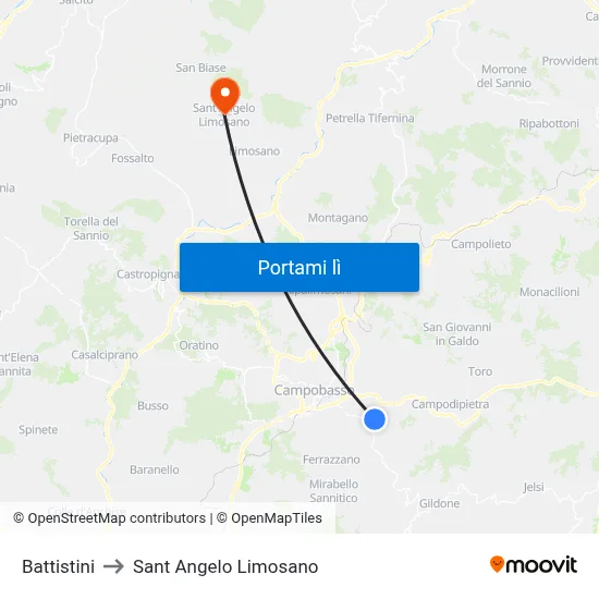 Battistini to Sant Angelo Limosano map