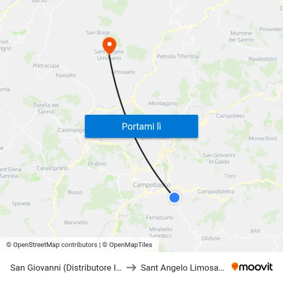 San Giovanni (Distributore Ip) to Sant Angelo Limosano map