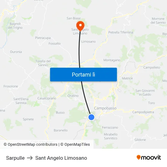 Sarpulle to Sant Angelo Limosano map