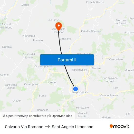 Calvario-Via Romano to Sant Angelo Limosano map