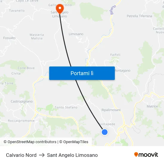 Calvario Nord to Sant Angelo Limosano map
