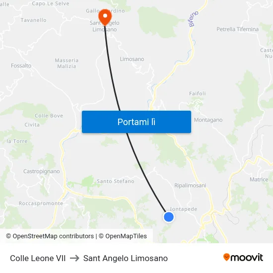 Colle Leone VII to Sant Angelo Limosano map