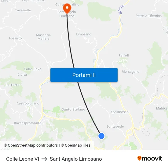 Colle Leone VI to Sant Angelo Limosano map