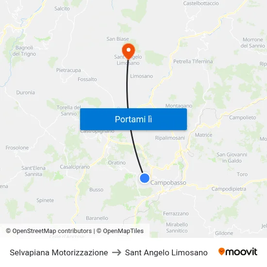 Selvapiana Motorizzazione to Sant Angelo Limosano map
