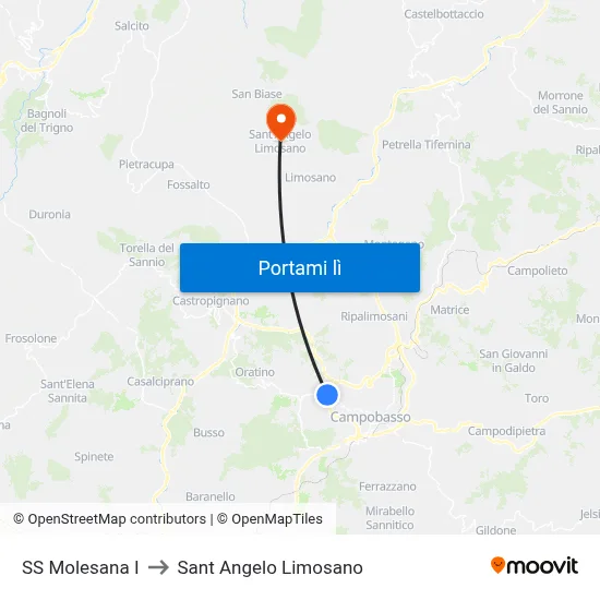 SS Molesana I to Sant Angelo Limosano map
