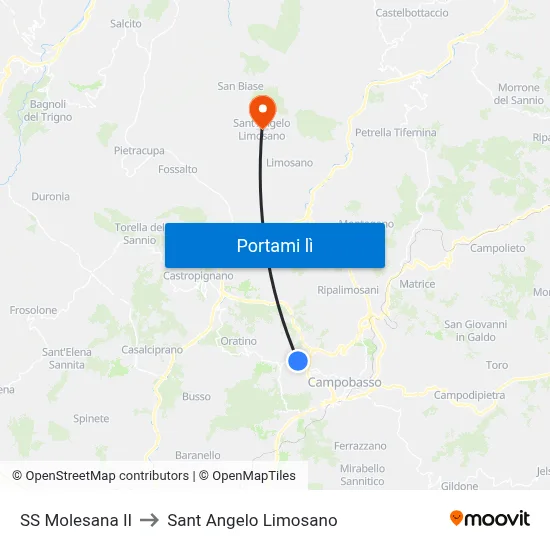 SS Molesana II to Sant Angelo Limosano map