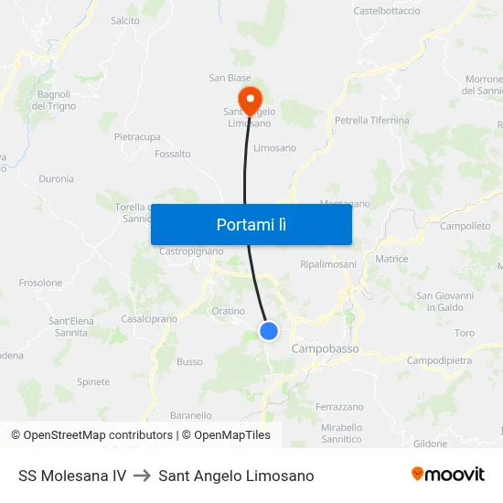 SS Molesana IV to Sant Angelo Limosano map