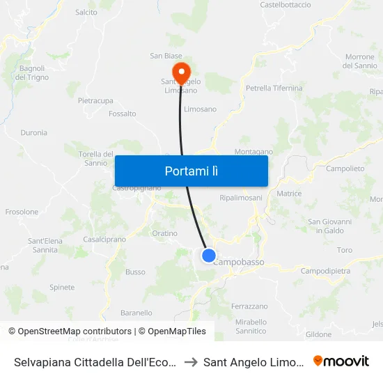 Selvapiana Cittadella Dell'Economia to Sant Angelo Limosano map