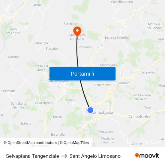 Selvapiana Tangenziale to Sant Angelo Limosano map