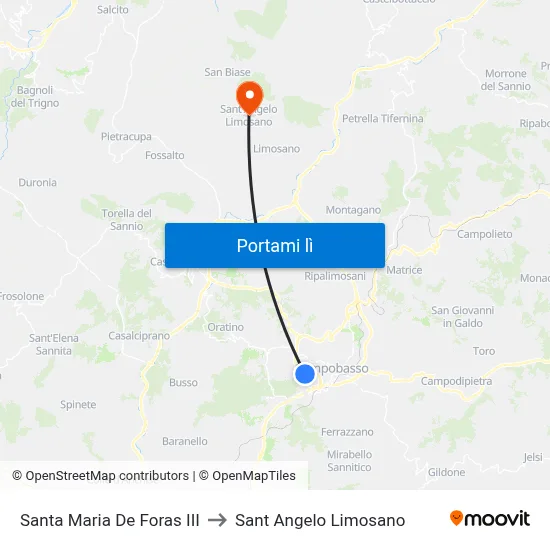 Santa Maria De Foras III to Sant Angelo Limosano map