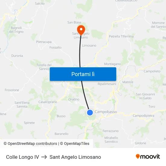 Colle Longo IV to Sant Angelo Limosano map