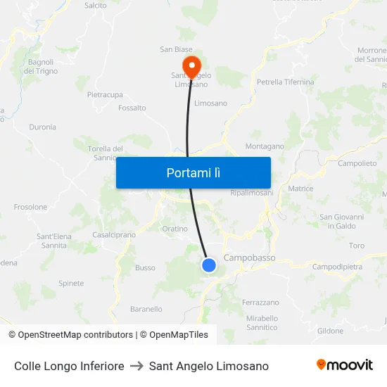 Colle Longo Inferiore to Sant Angelo Limosano map