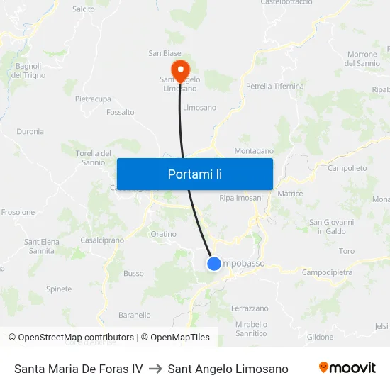 Santa Maria De Foras IV to Sant Angelo Limosano map