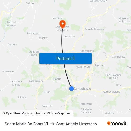 Santa Maria De Foras VI to Sant Angelo Limosano map