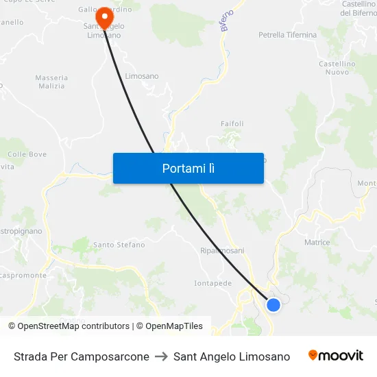 Strada Per Camposarcone to Sant Angelo Limosano map
