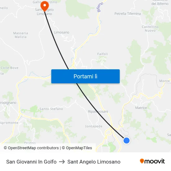 San Giovanni In Golfo to Sant Angelo Limosano map