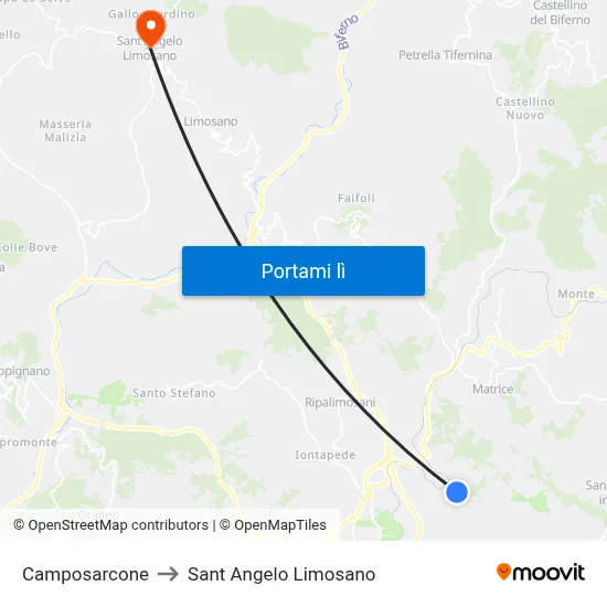 Camposarcone to Sant Angelo Limosano map
