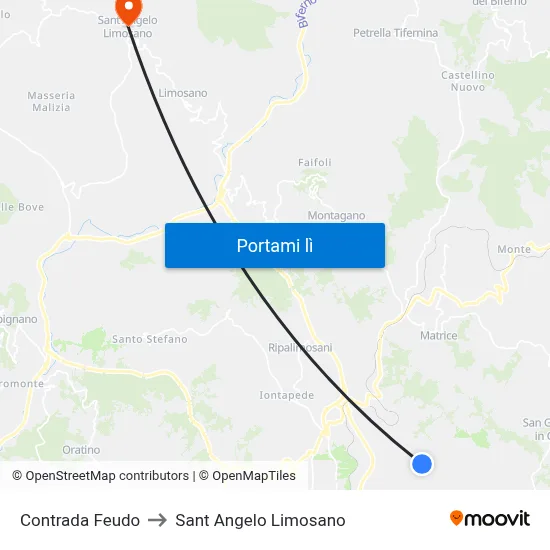 Contrada Feudo to Sant Angelo Limosano map