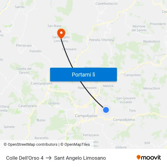 Colle Dell'Orso 4 to Sant Angelo Limosano map
