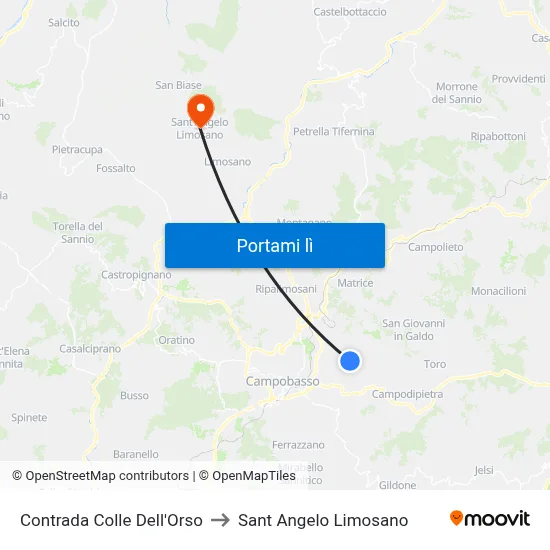 Contrada Colle Dell'Orso to Sant Angelo Limosano map