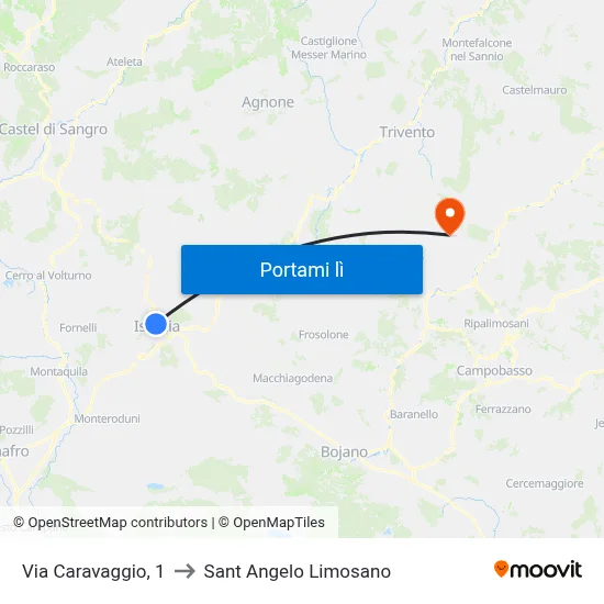 Via Caravaggio, 1 to Sant Angelo Limosano map