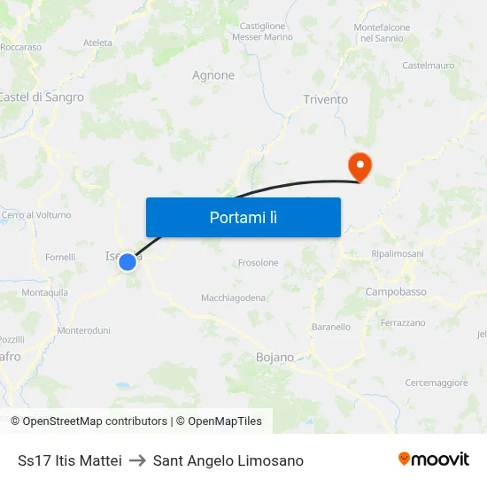 Ss17 Itis Mattei to Sant Angelo Limosano map