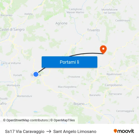 Ss17 Via Caravaggio to Sant Angelo Limosano map
