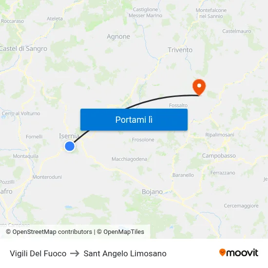 Vigili Del Fuoco to Sant Angelo Limosano map