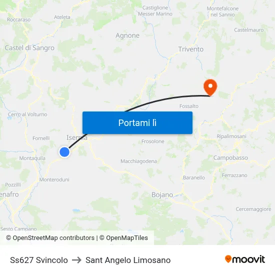 Ss627 Svincolo to Sant Angelo Limosano map