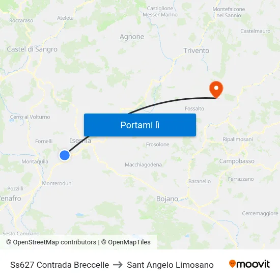 Ss627 Contrada Breccelle to Sant Angelo Limosano map