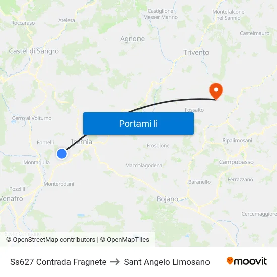 Ss627 Contrada Fragnete to Sant Angelo Limosano map