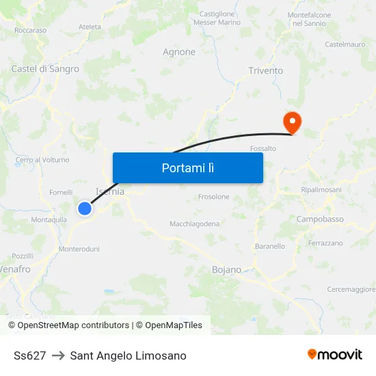 Ss627 to Sant Angelo Limosano map