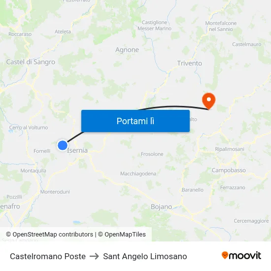 Castelromano Poste to Sant Angelo Limosano map