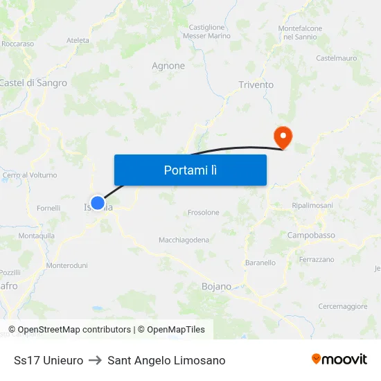 Ss17 Unieuro to Sant Angelo Limosano map