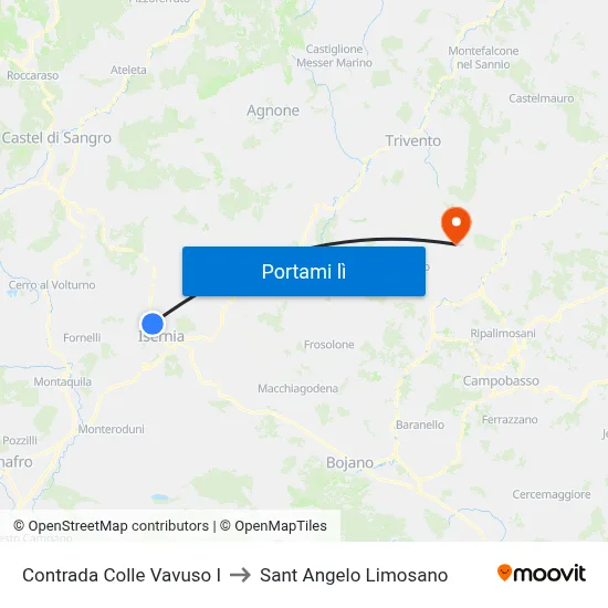 Contrada Colle Vavuso I to Sant Angelo Limosano map