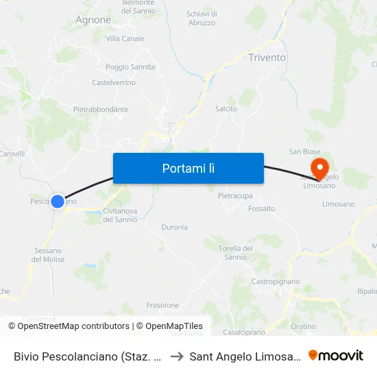 Bivio Pescolanciano (Staz. Fs) to Sant Angelo Limosano map