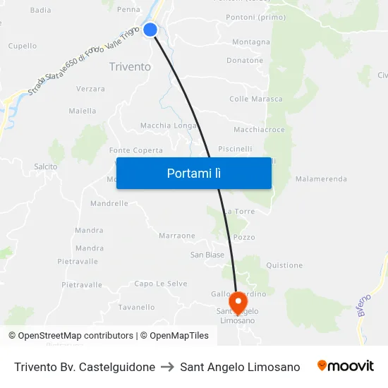 Trivento Bv. Castelguidone to Sant Angelo Limosano map