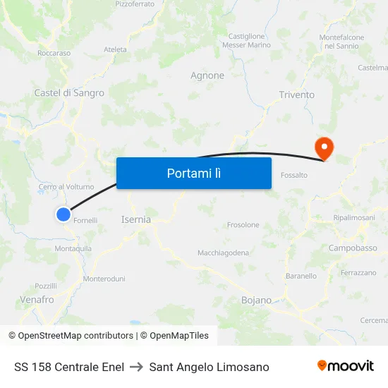 SS 158 Centrale Enel to Sant Angelo Limosano map