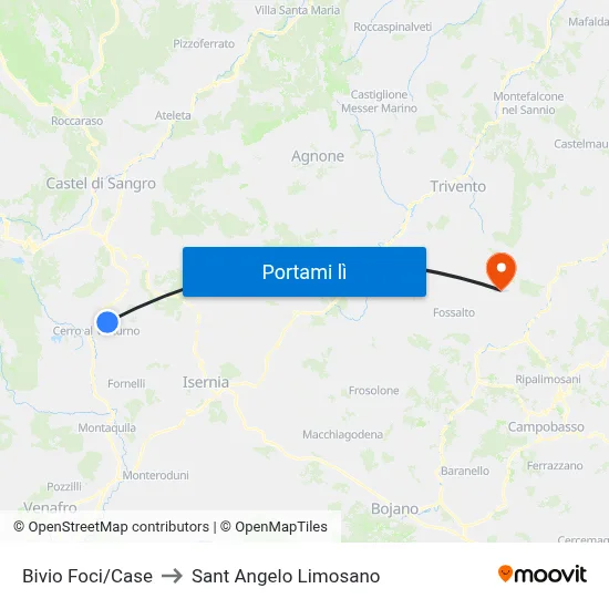 Bivio Foci/Case to Sant Angelo Limosano map