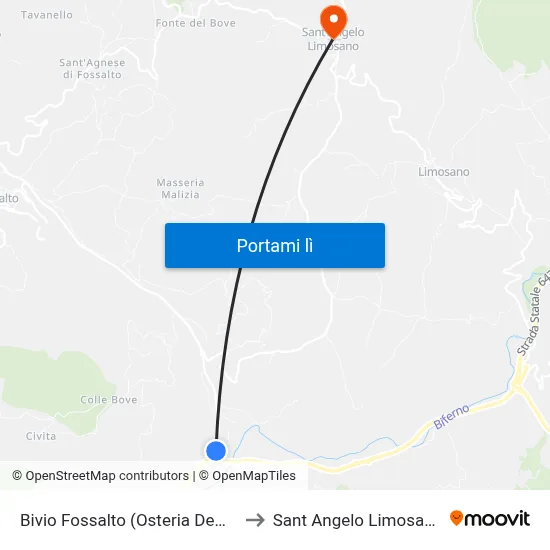 Bivio Fossalto (Osteria Demi) to Sant Angelo Limosano map