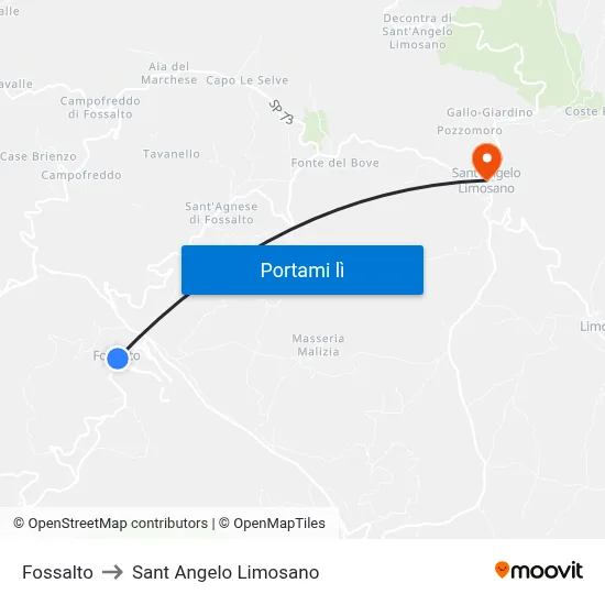 Fossalto to Sant Angelo Limosano map
