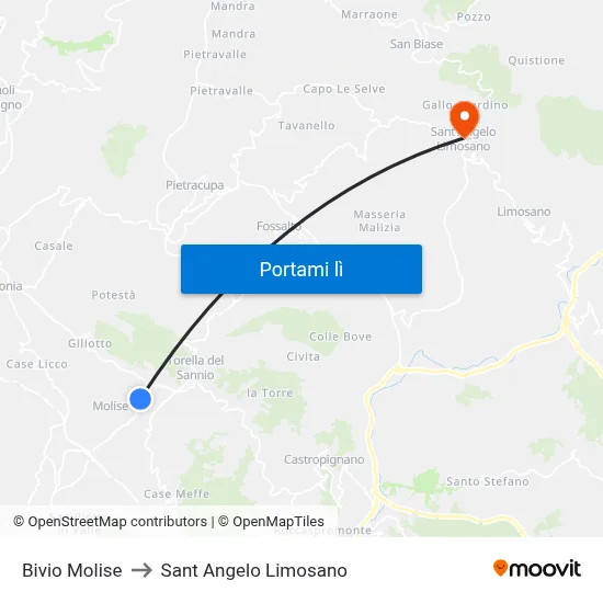 Bivio Molise to Sant Angelo Limosano map