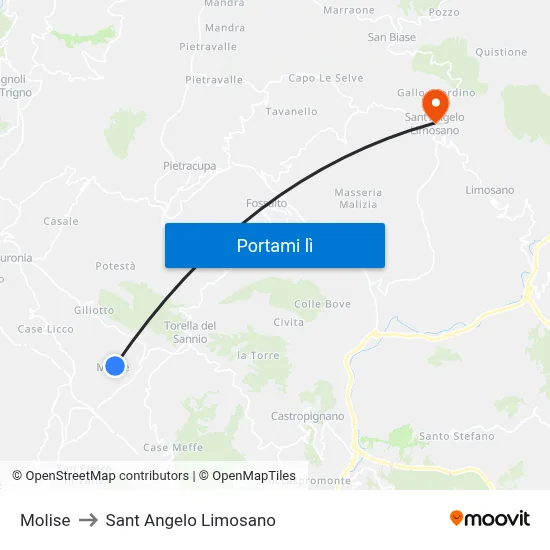 Molise to Sant Angelo Limosano map