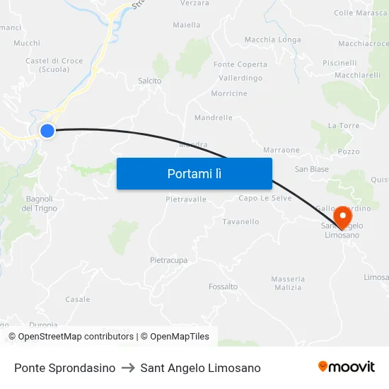 Ponte Sprondasino to Sant Angelo Limosano map
