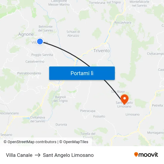 Villa Canale to Sant Angelo Limosano map