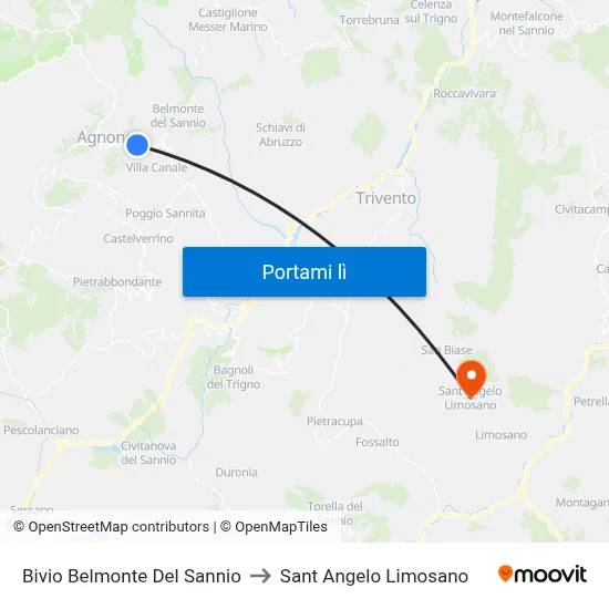 Bivio Belmonte Del Sannio to Sant Angelo Limosano map