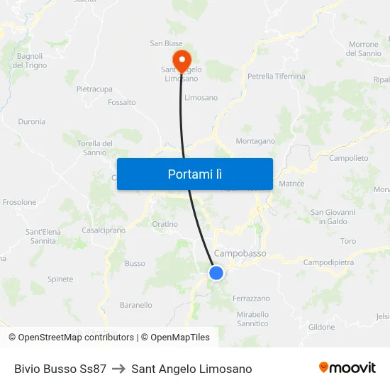 Bivio Busso Ss87 to Sant Angelo Limosano map
