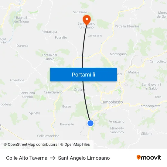 Colle Alto Taverna to Sant Angelo Limosano map