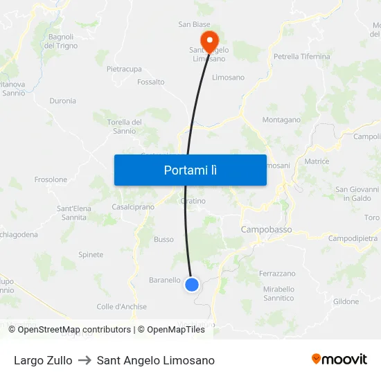 Largo Zullo to Sant Angelo Limosano map